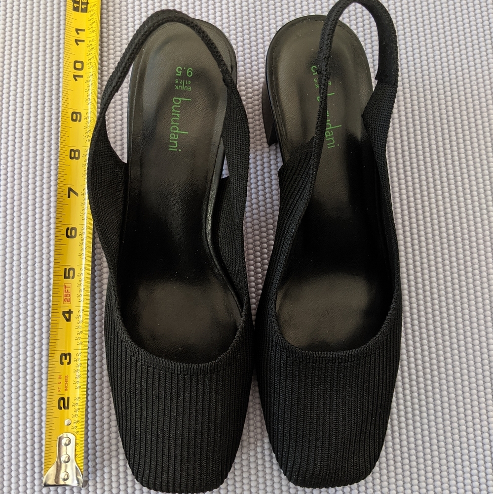 Black fabric Burudani slingback heels 9.5